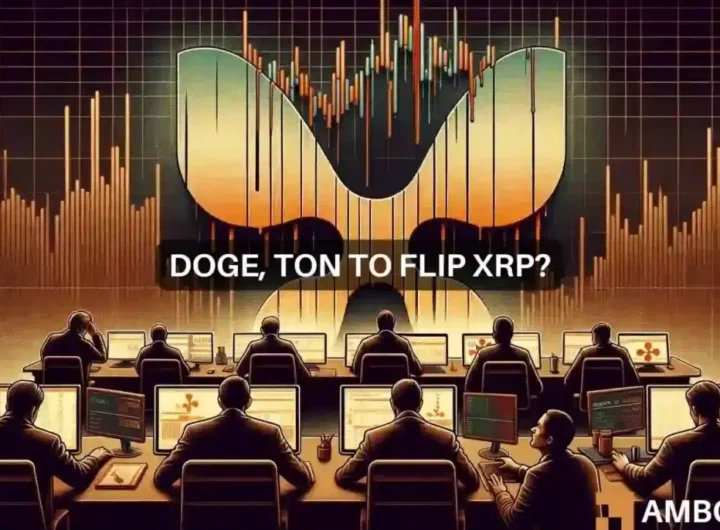 Will XRP lose its top 10 spot as Dogecoin, TON close in?