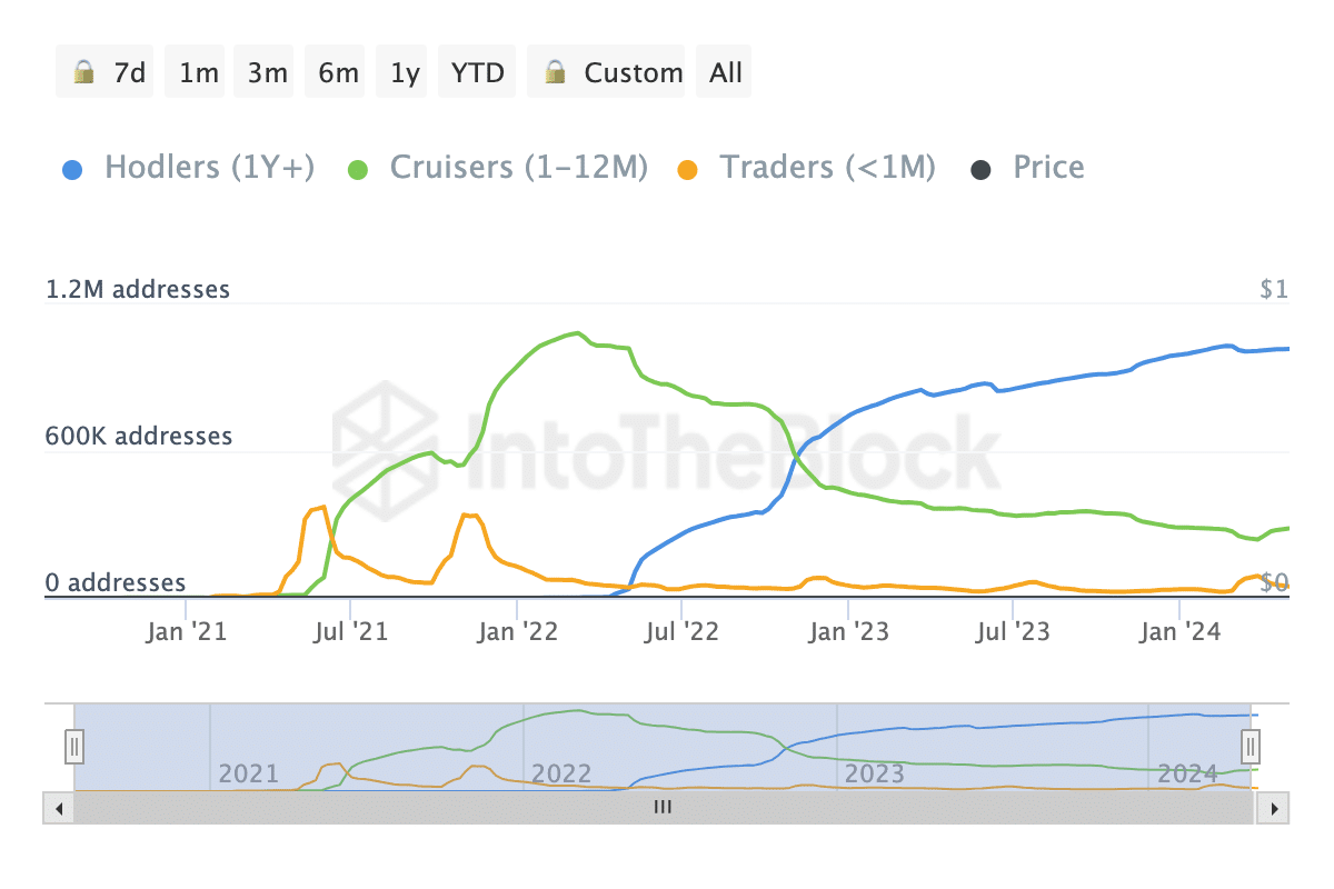 Data showing a decrease in the number of SHIB traders