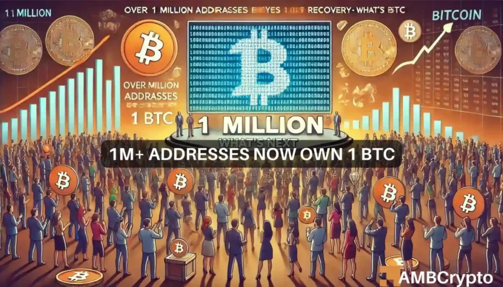 Bitcoin: Over 1M addresses now hold 1 BTC as market eyes recovery