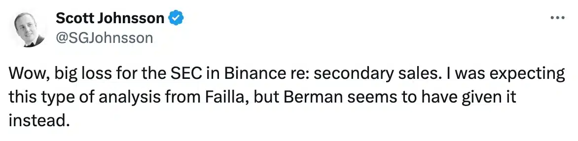 Scott Johnsson on Binance