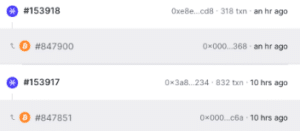 Stacks produced block #153917 at 12:12 a.m. EST and #153918. at 9:20 a.m., a more than nine-hour gap. (Explorer.hiro.so)