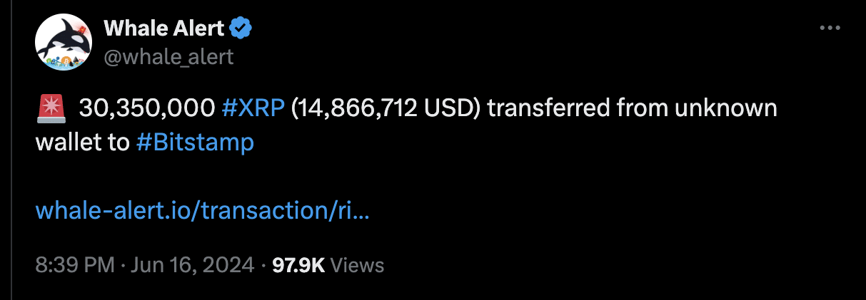 XRP transaction to exchange