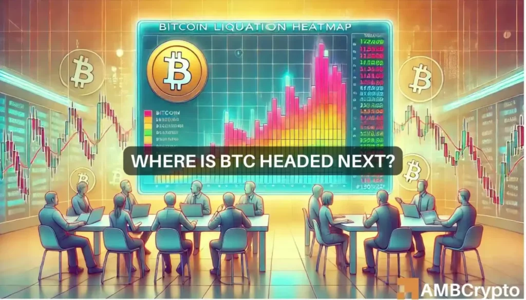 Bitcoin liquidation heatmap signals danger: Could BTC drop to k?