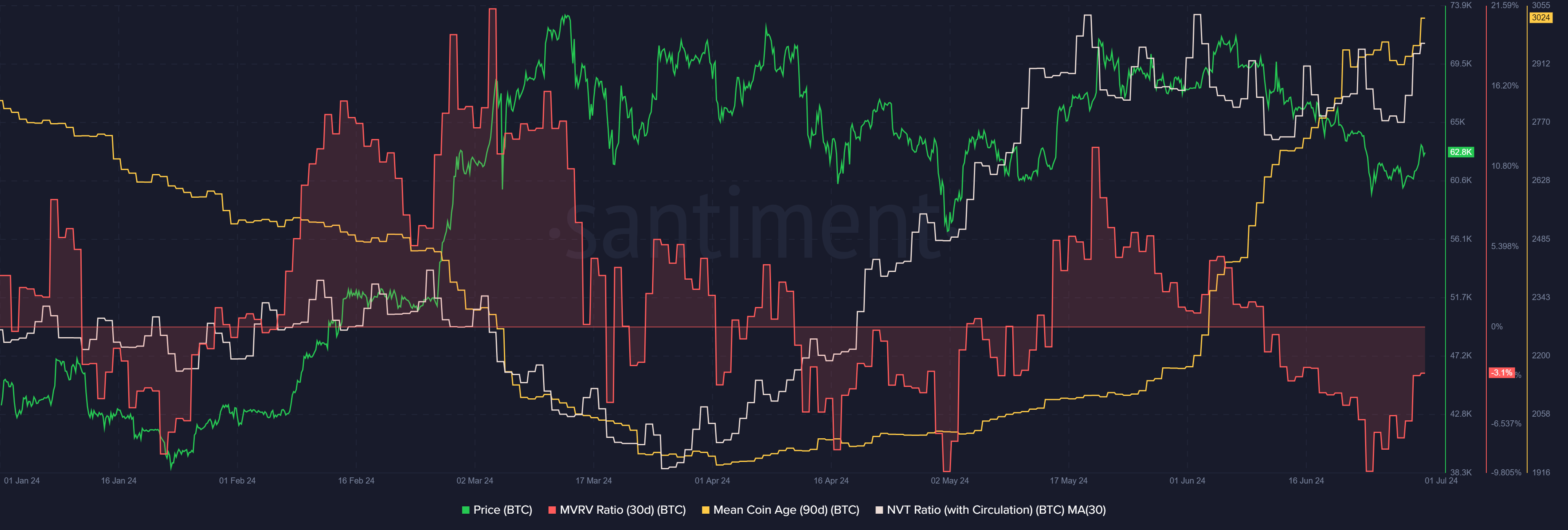 Bitcoin Santiment Metrics