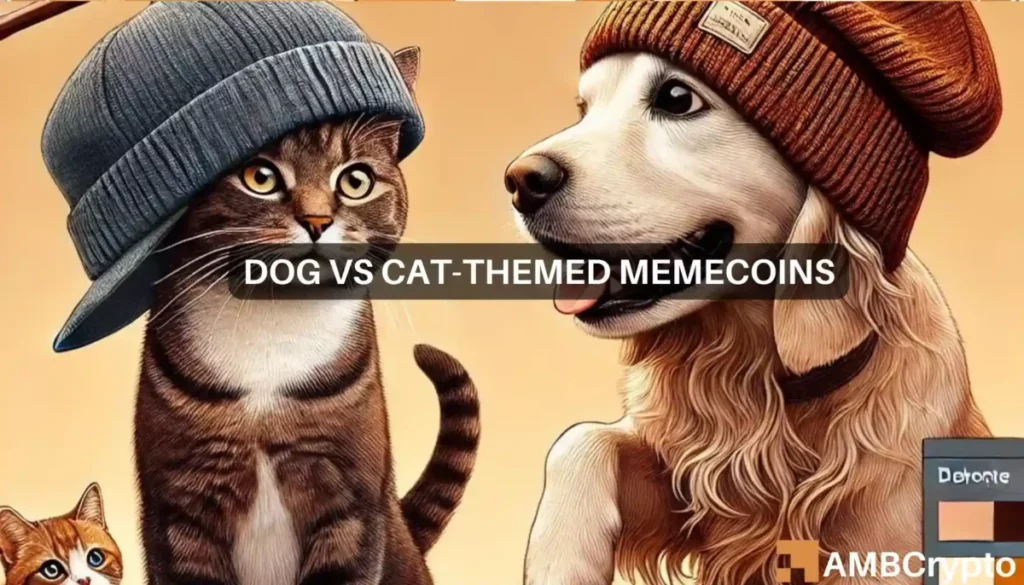 Dogs vs. cats rivalry take memecoins to  billion market cap