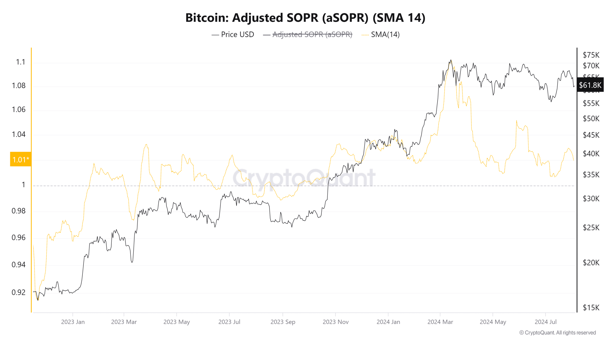 Bitcoin Adjusted SOPR