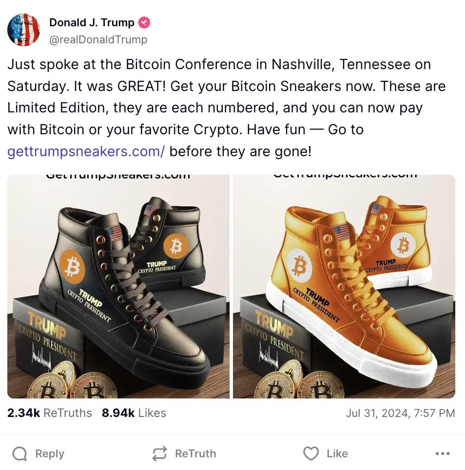 Trump BTC sneakers