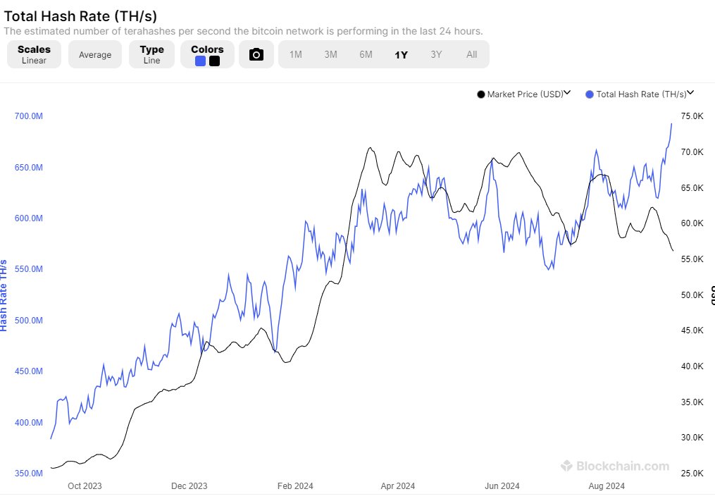 BTC network hashrate