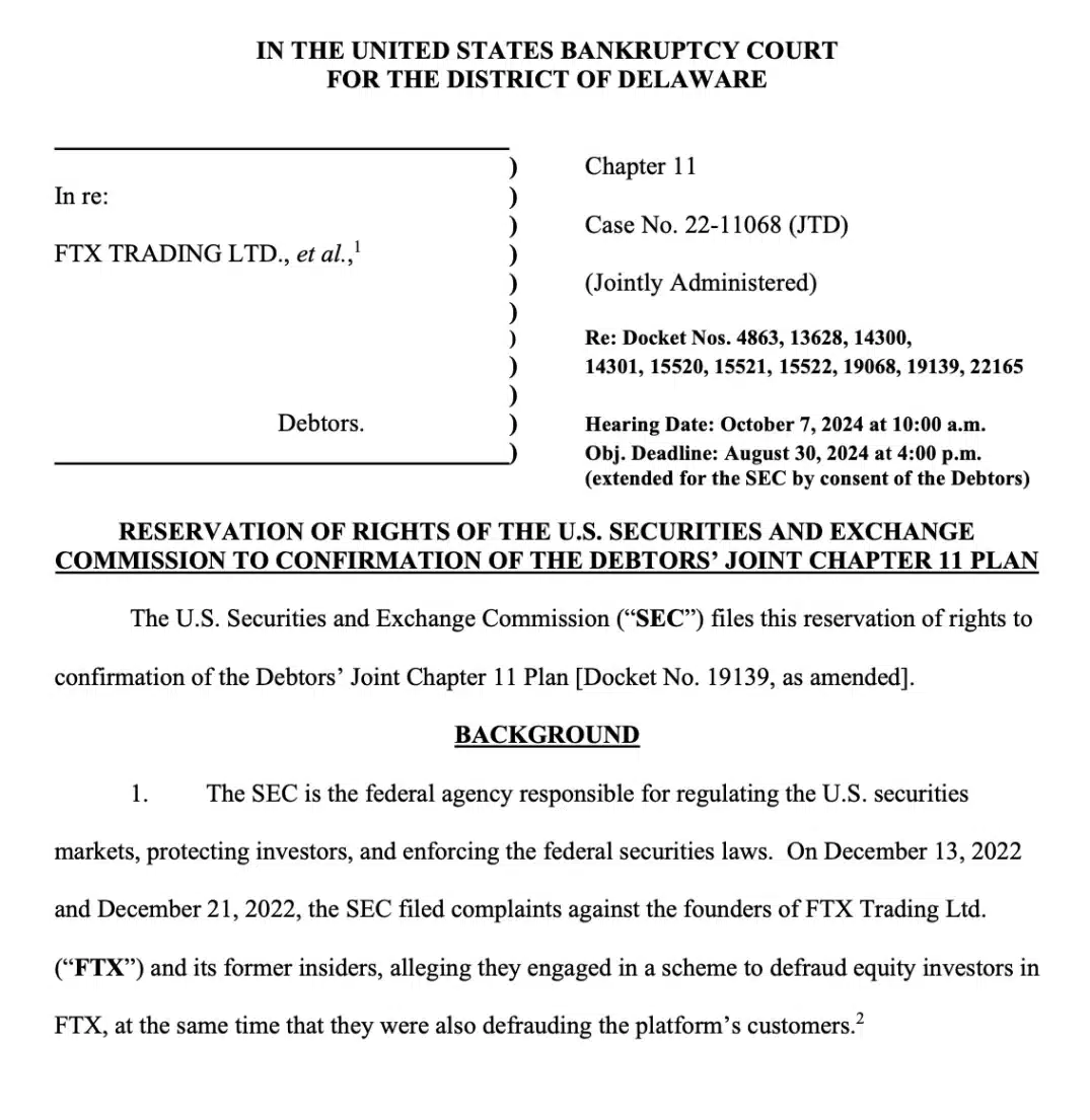 FTX SEC filing