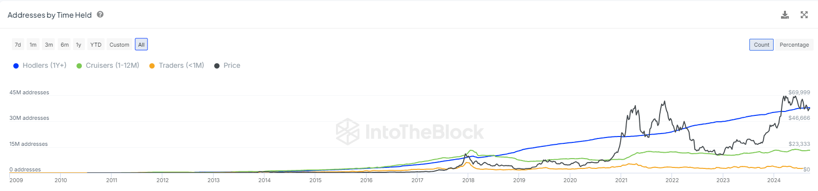 Bitcoin exchange dominated by hodlers