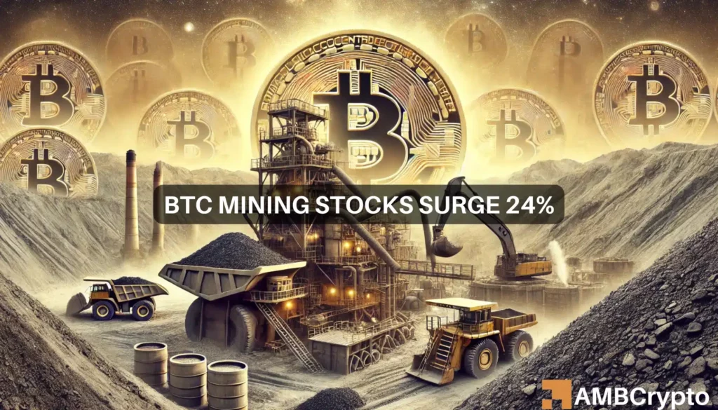 Bitcoin mining stocks surge 24% amid macro tailwinds and AI integration