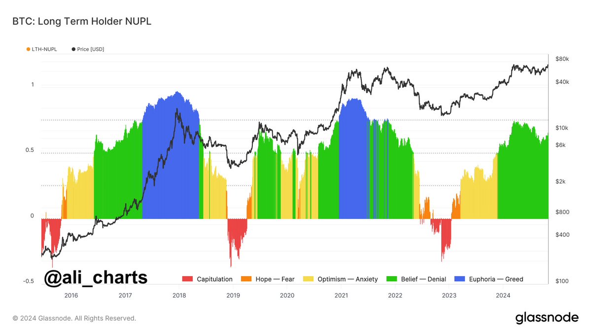 Bitcoin long-term holders NUPL signals Belief-Denial 