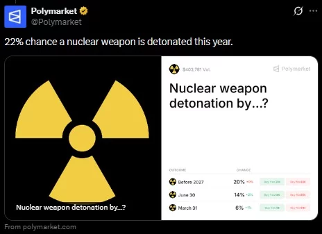 Polymarket archives nuclear market following backlash over war betting - 1