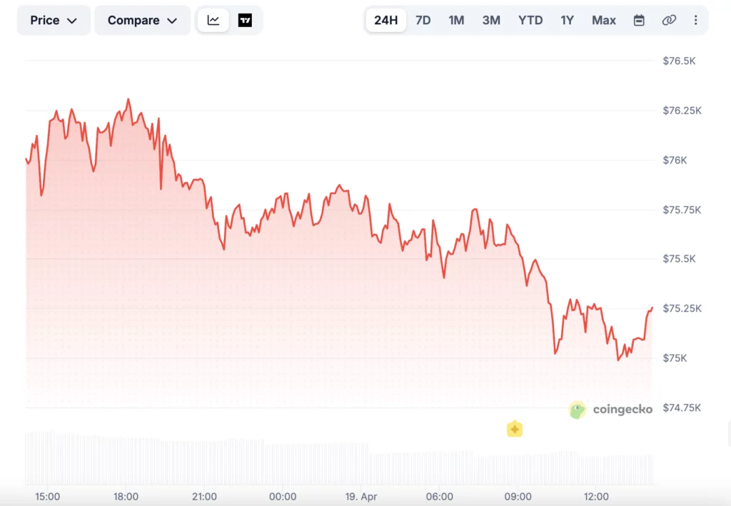 Bitcoin price chart | Source: CoinGecko
