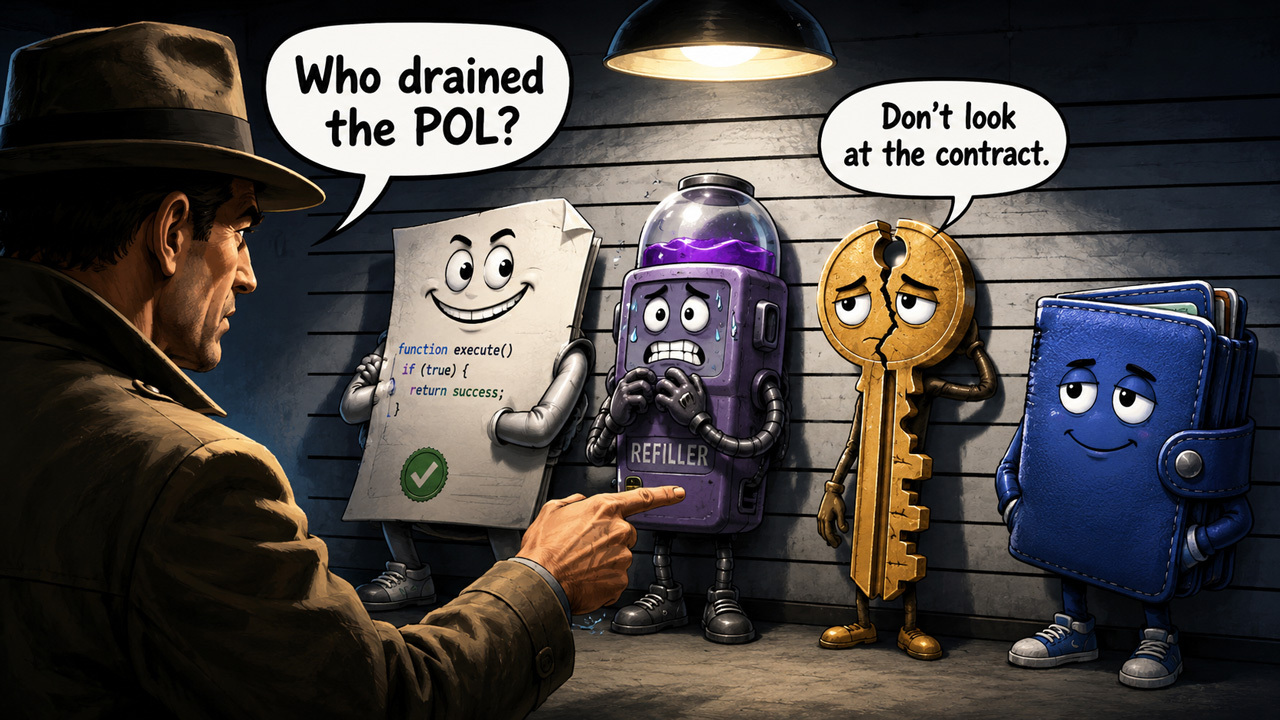 Detective interrogates Polymarket contracts after POL drain alert
