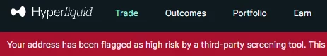 Hyperliquid flags user address.